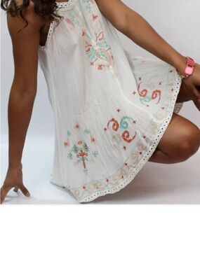 White Embroidered Women’s Swim Coverup Dress
